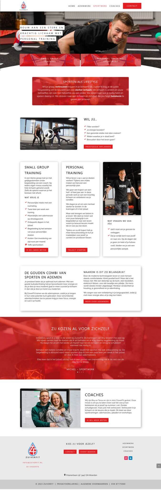 Sportwerk personal training website Zuiverfit